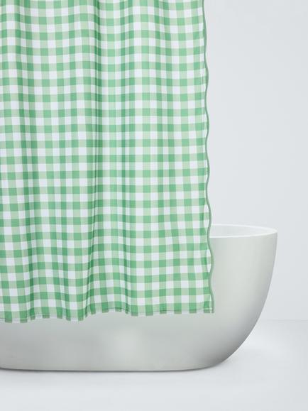 John Lewis Gingham Shower Curtain, Green/White