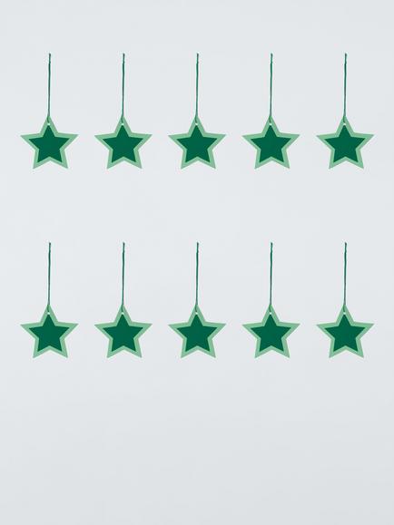 John Lewis Star Gift Tag, Pack of 10, Green - view 2, Bright Green