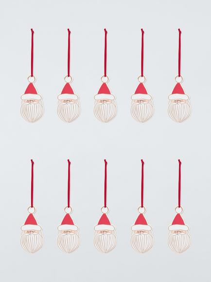 John Lewis Santa Head Gift Tag, Pack of 10, Multi - view 2, Multi Colour