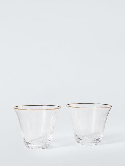 John Lewis Gold Rim Optic Glass Tumbler, Set of 2, 326ml, Clear, Clear Clear