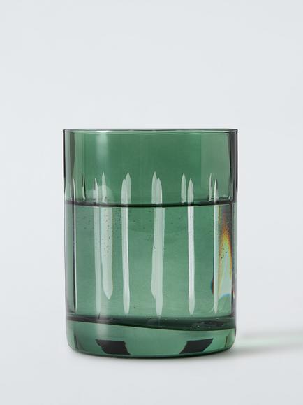 John Lewis Etched Glass Tumbler, 400ml, Green - view 2, Green Mid