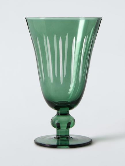 John Lewis Etched Wine Glass, 370ml, Green, Green Mid