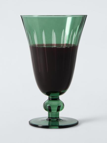 John Lewis Etched Wine Glass, 370ml, Green - view 2, Green Mid