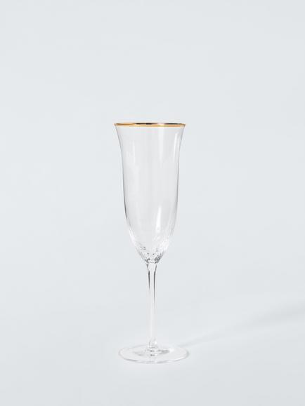 John Lewis Gold Rim Optic Glass Champagne Flute, Set of 2, 252ml, Clear - view 2, Clear Clear