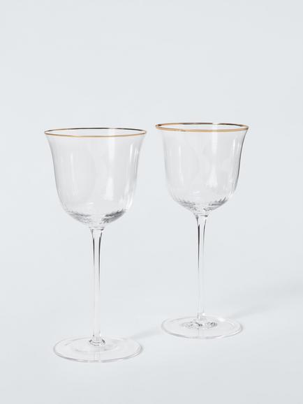 John Lewis Gold Rim Optic Wine Glass, Set of 2, 318ml, Clear, Clear Clear