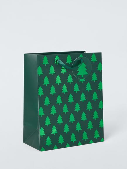 John Lewis Medium Christmas Tree Gift Bag, Bright Green, Bright Green