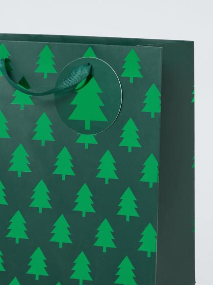 John Lewis Medium Christmas Tree Gift Bag, Bright Green - view 2, Bright Green