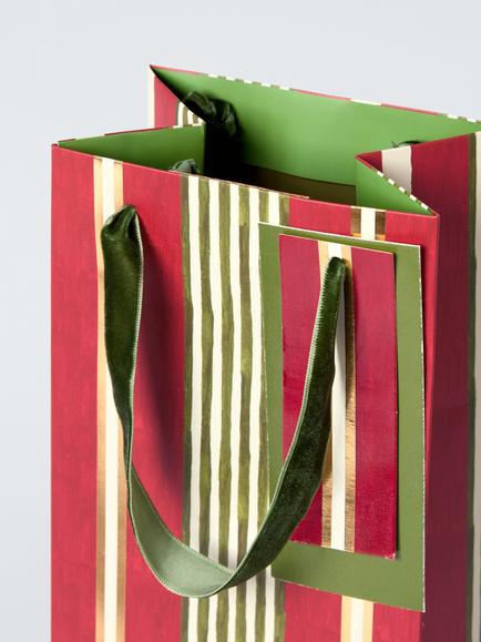 John Lewis Stripe Bottle Gift Bag, Multi - view 2, Multi Colour