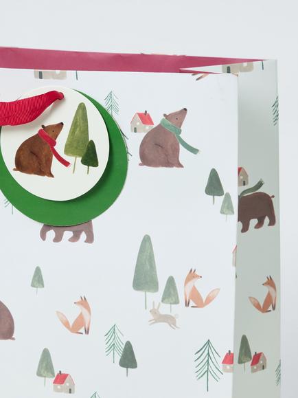 John Lewis Woodland Tales Shopper Gift Bag, Multi - view 2, Multi Colour