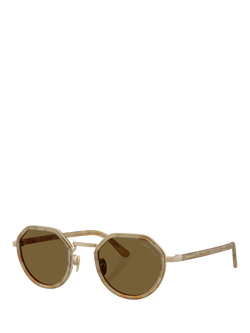 Giorgio Armani AR6181 Unisex Round Sunglasses, Yellow Havana/Brown