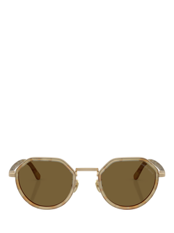 Giorgio Armani AR6181 Unisex Round Sunglasses - view 2, Yellow Havana/Brown