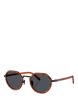 Giorgio Armani AR6181 Unisex Round Sunglasses, Brown Tortoise/Grey