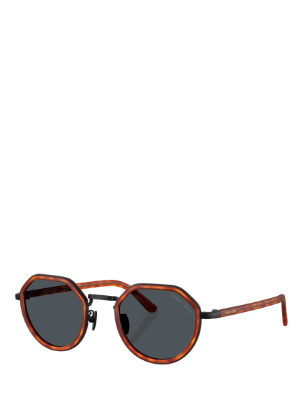 Giorgio Armani AR6181 Unisex Round Sunglasses, Brown Tortoise/Grey