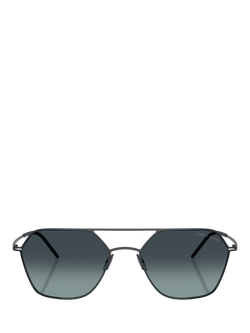 Giorgio Armani AR6185 Men's Square Sunglasses, Matte Blue/Grey Gradient - view 2, Matte Blue/Grey Gradient