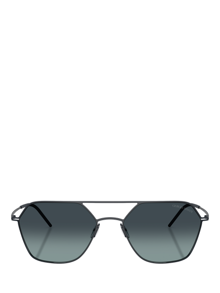 Giorgio Armani AR6185 Men's Square Sunglasses, Matte Blue/Grey Gradient - view 2, Matte Blue/Grey Gradient