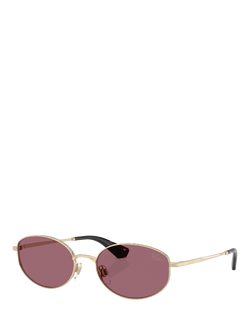 Burberry BE3169 Women's Oval Sunglasses, Light Gold/Red, Light Gold/Red