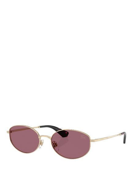 Burberry BE3169 Women's Oval Sunglasses, Light Gold/Red, Light Gold/Red