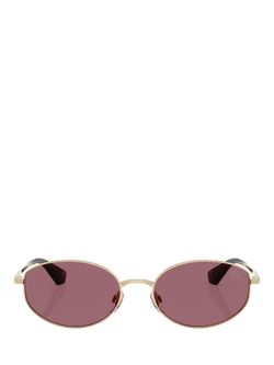 Burberry BE3169 Women's Oval Sunglasses, Light Gold/Red - view 2, Light Gold/Red