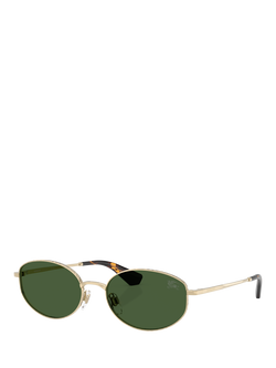 Burberry BE3169 Women's Oval Sunglasses, Light Gold/Green, Light Gold/Green