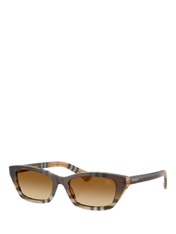 Burberry BE4488 Women's Rectangular Sunglasses, Check Gradient Sand/Brown Gradient, Check Gradient Sand/Brown Gradient