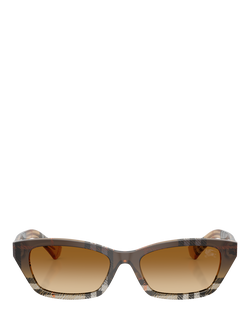 Burberry BE4488 Women's Rectangular Sunglasses, Check Gradient Sand/Brown Gradient - view 2, Check Gradient Sand/Brown Gradient
