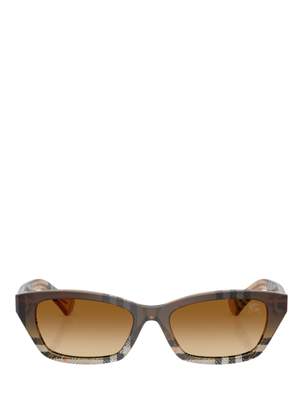 Burberry BE4488 Women's Rectangular Sunglasses, Check Gradient Sand/Brown Gradient - view 2, Check Gradient Sand/Brown Gradient
