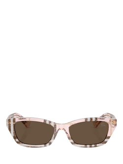 Burberry BE4488 Women's Rectangular Sunglasses, Check Pink/Grey - view 2, Check Pink/Grey