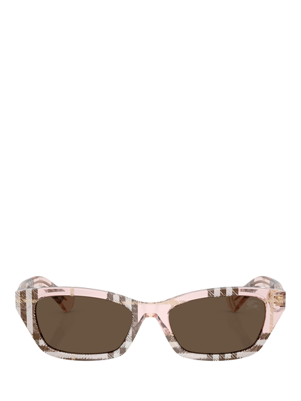 Burberry BE4488 Women's Rectangular Sunglasses, Check Pink/Grey - view 2, Check Pink/Grey