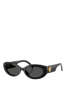 Dolce & Gabbana DG4537 Women's Oval Sunglasses, Black/Grey, Black/Grey