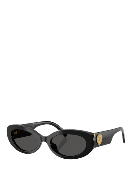Dolce & Gabbana DG4537 Women's Oval Sunglasses, Black/Grey, Black/Grey