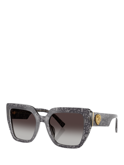 Dolce & Gabbana DG4538 Women's Square Sunglasses, Black Lace/Grey Gradient