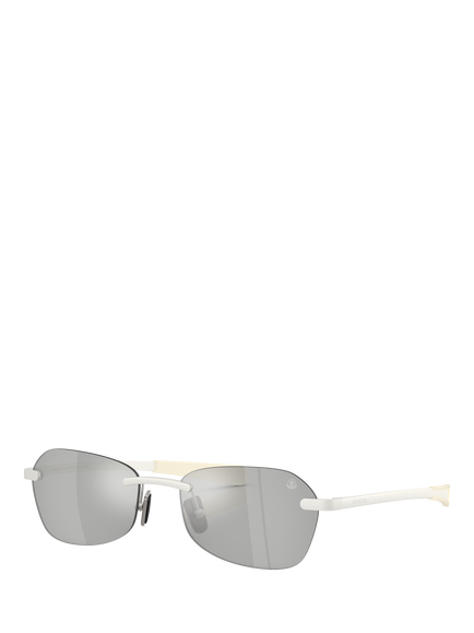 Moncler ME4017 Unisex Irregular Sunglasses, Matte Silver/Mirror Grey, Matte Silver/Mirror Grey