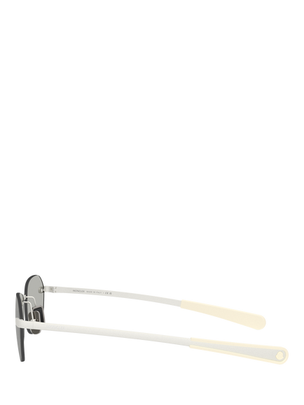 Moncler ME4017 Unisex Irregular Sunglasses, Matte Silver/Mirror Grey - view 2, Matte Silver/Mirror Grey