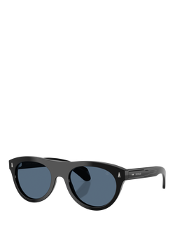 Moncler ME6022U Men's Oval Sunglasses, Shiny Black/Blue