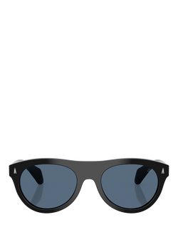 Moncler ME6022U Men's Oval Sunglasses - view 2, Shiny Black/Blue