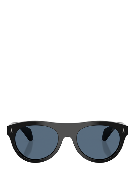 Moncler ME6022U Men's Oval Sunglasses - view 2, Shiny Black/Blue