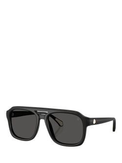 Moncler ME6024 Men's Square Sunglasses, Matte Black, Matte Black