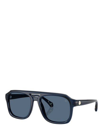 Moncler ME6024 Men's Square Sunglasses, Shiny Transparent Blue/Blue