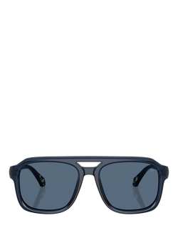 Moncler ME6024 Men's Square Sunglasses - view 2, Shiny Transparent Blue/Blue