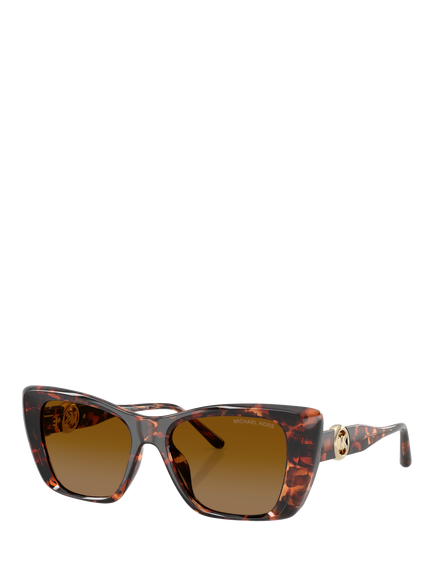 Michael Kors MK2270U Women's Polarised Square Sunglasses, Luggage Tortoise/Brown, Luggage Tortoise/Brown