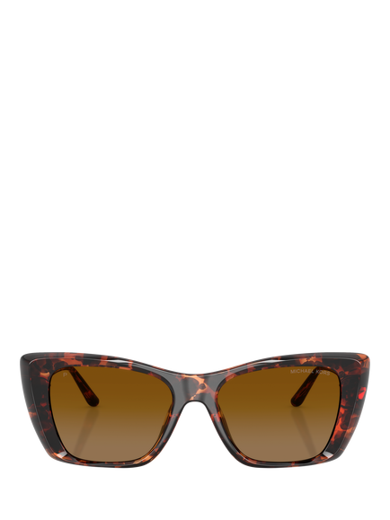 Michael Kors MK2270U Women's Polarised Square Sunglasses, Luggage Tortoise/Brown - view 2, Luggage Tortoise/Brown