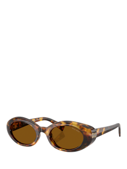 Miu Miu MU B09S Women's Oval Sunglasses, Honey Havana/Brown, Honey Havana/Brown