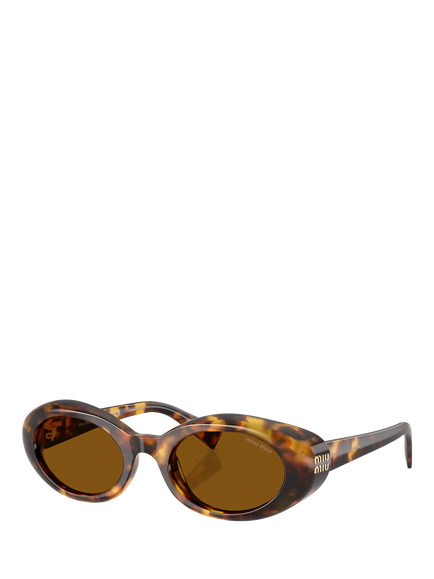 Miu Miu MU B09S Women's Oval Sunglasses, Honey Havana/Brown, Honey Havana/Brown