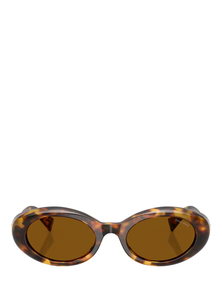 Miu Miu MU B09S Women's Oval Sunglasses, Honey Havana/Brown - view 2, Honey Havana/Brown
