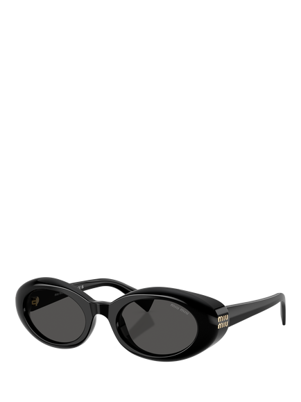 Miu Miu MU B09S Women's Oval Sunglasses, Black/Grey, Black/Grey