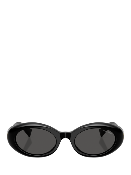 Miu Miu MU B09S Women's Oval Sunglasses, Black/Grey - view 2, Black/Grey