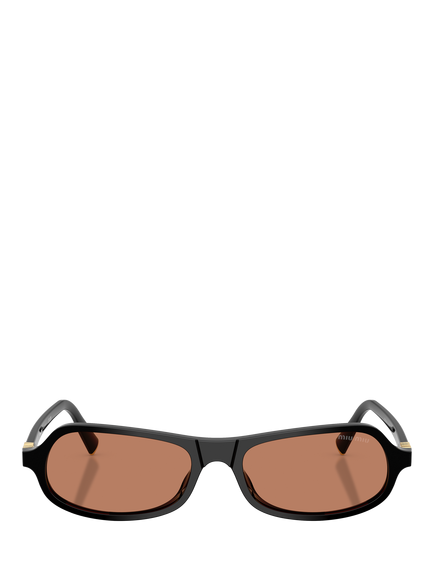 Miu Miu MU B10SU Men's Irregular Sunglasses, Black/Brown - view 2, Black/Brown