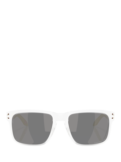 Oakley OO9102 Unisex Polarised Square Sunglasses, Matte Clear/Grey - view 2, Matte Clear/Grey