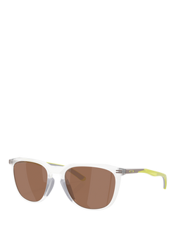 Oakley OO9286 Unisex Polarised D-Frame Sunglasses, Matte Clear/Brown, Matte Clear/Brown