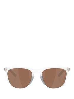 Oakley OO9286 Unisex Polarised D-Frame Sunglasses, Matte Clear/Brown - view 2, Matte Clear/Brown